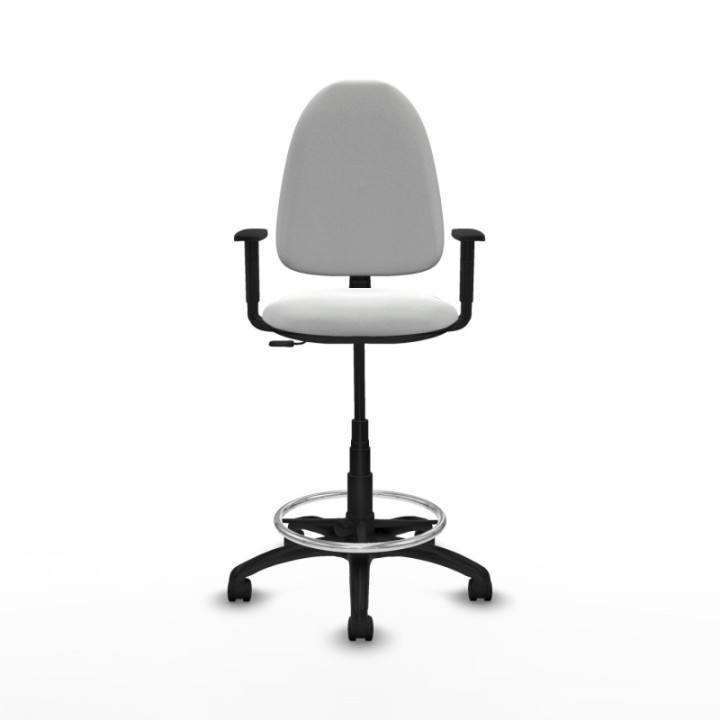 Taburete Aýna CP bali blanco brazos 1D base poliamida ruedas nailon 50mm