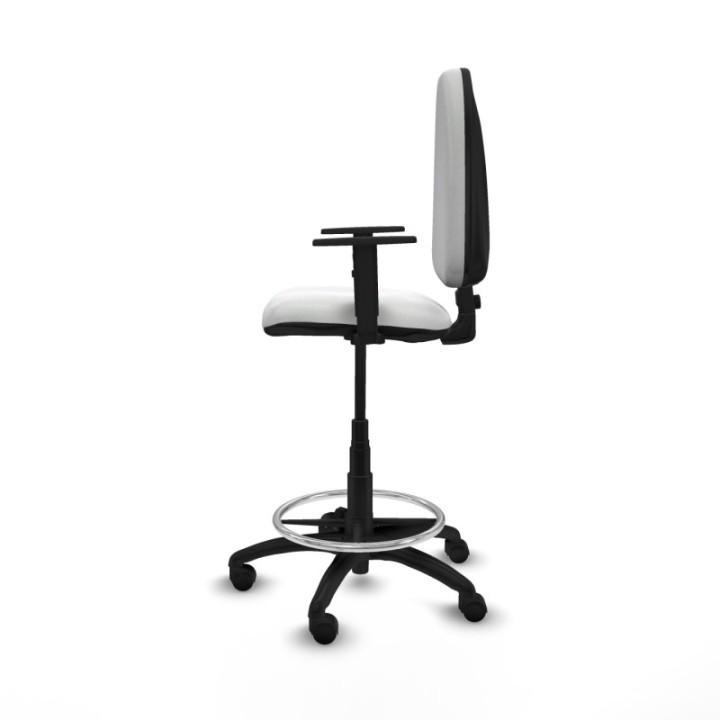 Taburete Aýna CP bali blanco brazos 1D base poliamida ruedas nailon 50mm