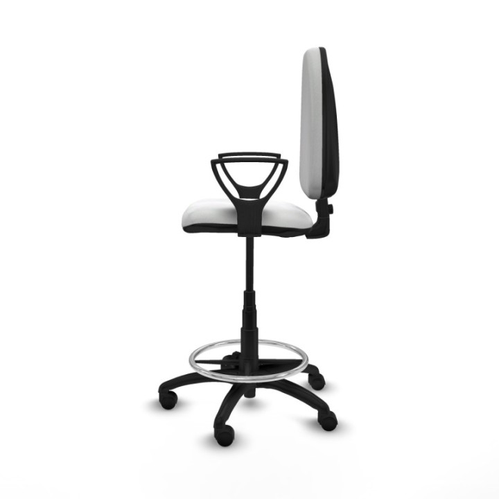 Taburete Aýna CP bali blanco brazos fijos base poliamida ruedas nailon 50mm