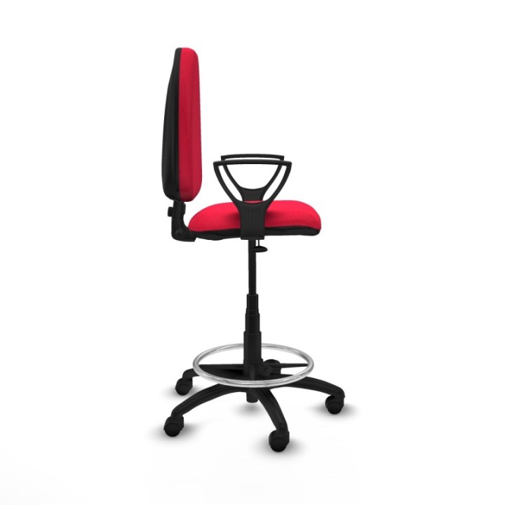 Taburete Aýna CP bali rojo brazos fijos base poliamida ruedas nailon 50mm