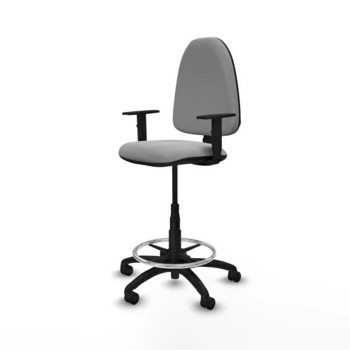 Taburete Aýna CP bali gris claro brazos 1D base poliamida ruedas nailon 50mm