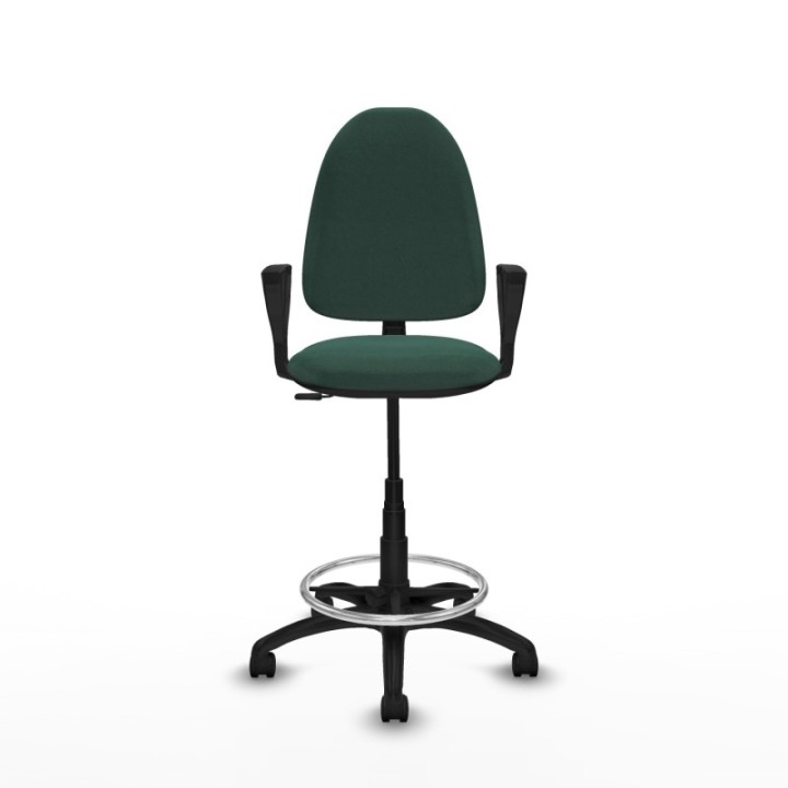 Taburete Aýna CP bali verde botella brazos fijos base poliamida ruedas nailon 50mm