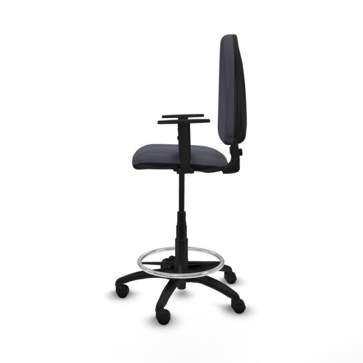 Taburete Aýna CP bali gris oscuro brazos 1D base poliamida ruedas nailon 50mm