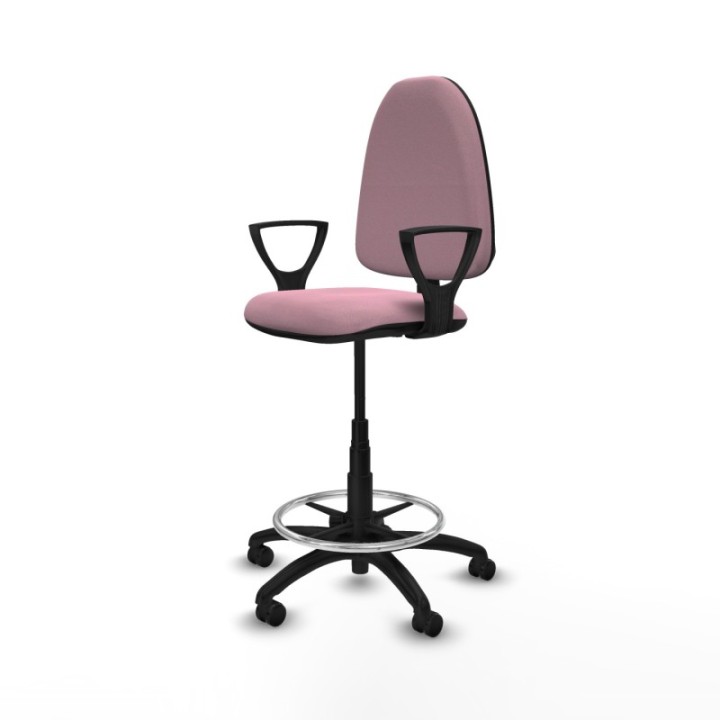 Taburete Aýna CP bali rosa brazos fijos base poliamida ruedas engomadas 50mm