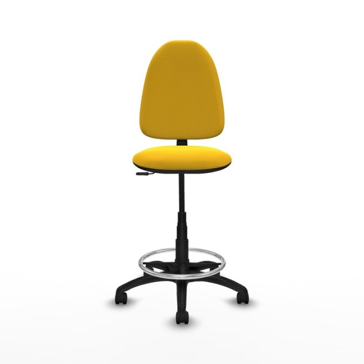 Taburete Aýna CP similpiel amarillo base poliamida ruedas nailon 50mm