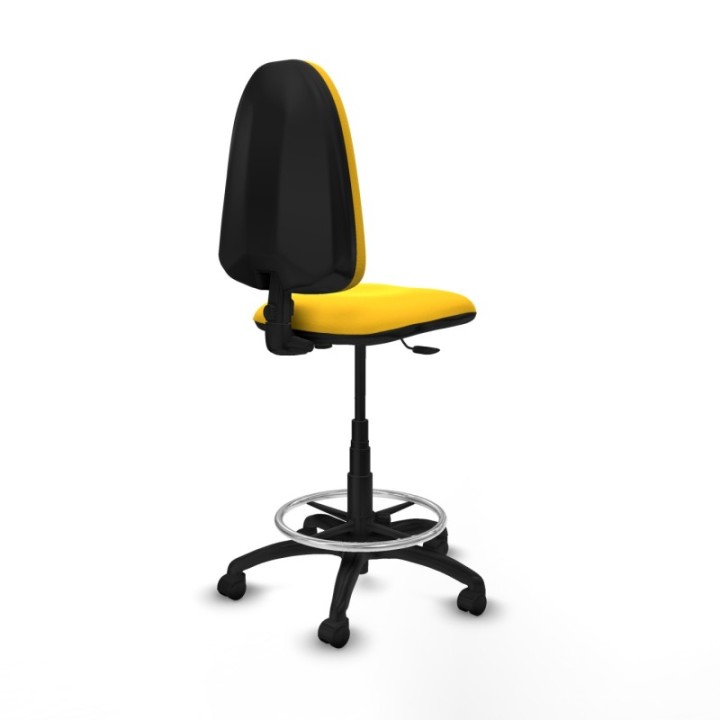 Taburete Aýna CP similpiel amarillo base poliamida ruedas nailon 50mm