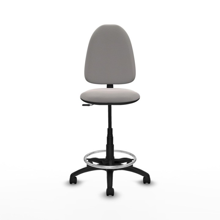 Taburete Aýna CP similpiel blanco base poliamida ruedas nailon 50mm