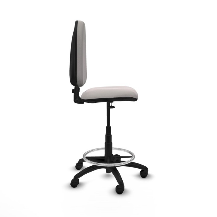 Taburete Aýna CP similpiel blanco base poliamida ruedas nailon 50mm