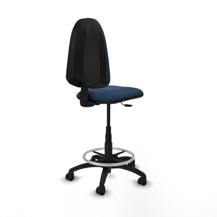 Taburete Aýna CP similpiel azul marino base poliamida ruedas nailon 50mm