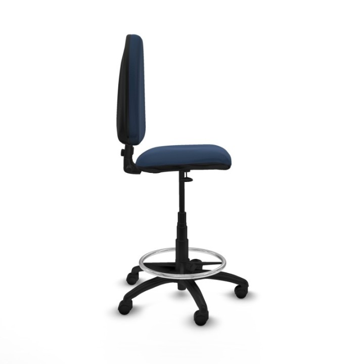 Taburete Aýna CP similpiel azul marino base poliamida ruedas nailon 50mm