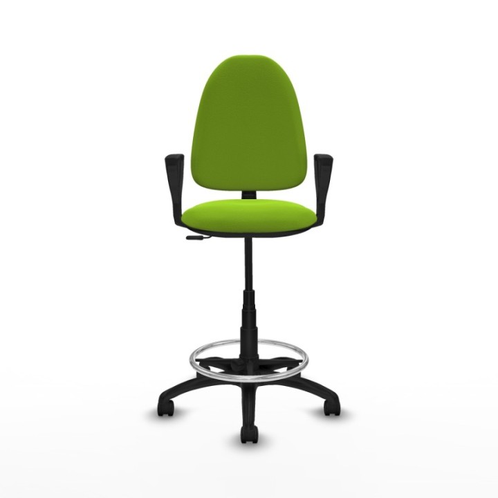 Taburete Aýna CP similpiel pistacho brazos fijos base poliamida ruedas nailon 50mm