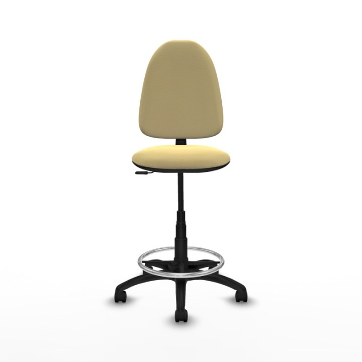 Taburete Aýna CP similpiel crema base poliamida ruedas nailon 50mm