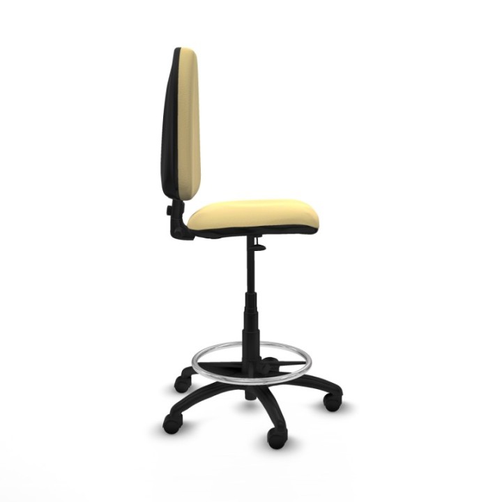 Taburete Aýna CP similpiel crema base poliamida ruedas nailon 50mm