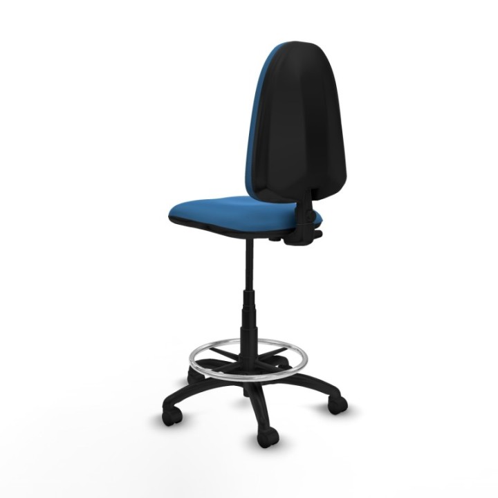 Taburete Aýna CP similpiel azul claro base poliamida ruedas nailon 50mm