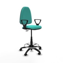 Taburete Aýna CP similpiel turquesa brazos fijos base poliamida ruedas nailon 50mm