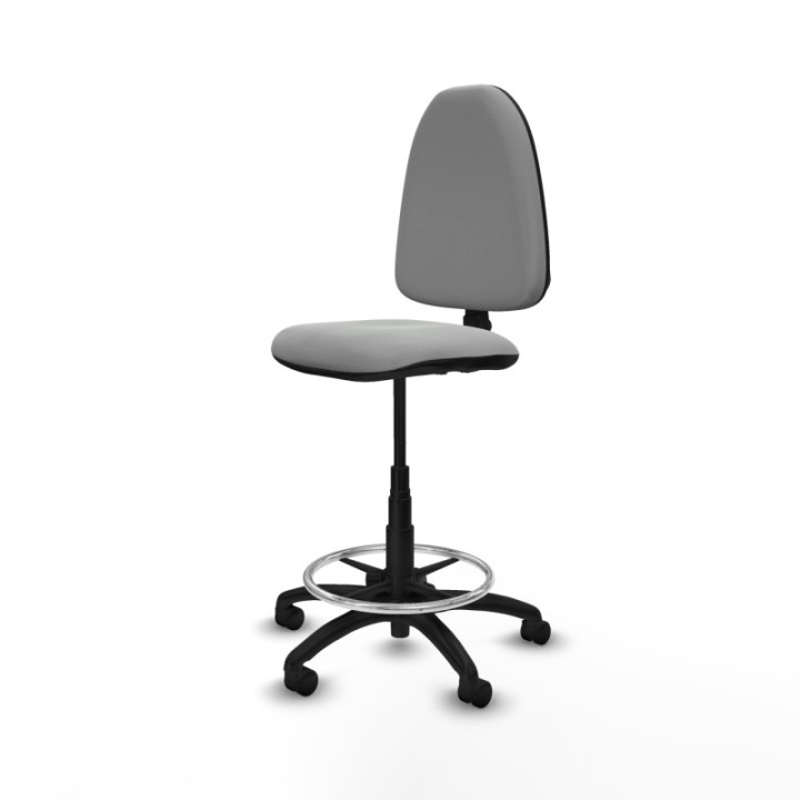 Taburete Aýna CP similpiel gris claro base poliamida ruedas nailon 50mm