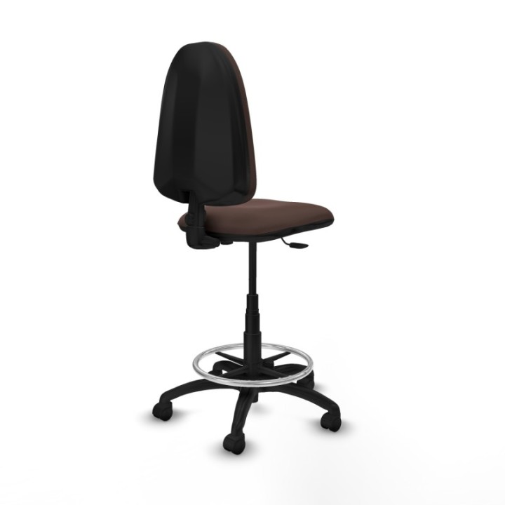 Taburete Aýna CP similpiel marrón oscuro base poliamida ruedas nailon 50mm