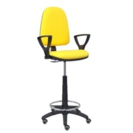 Taburete Aýna bali amarillo brazos fijos ruedas de parqué