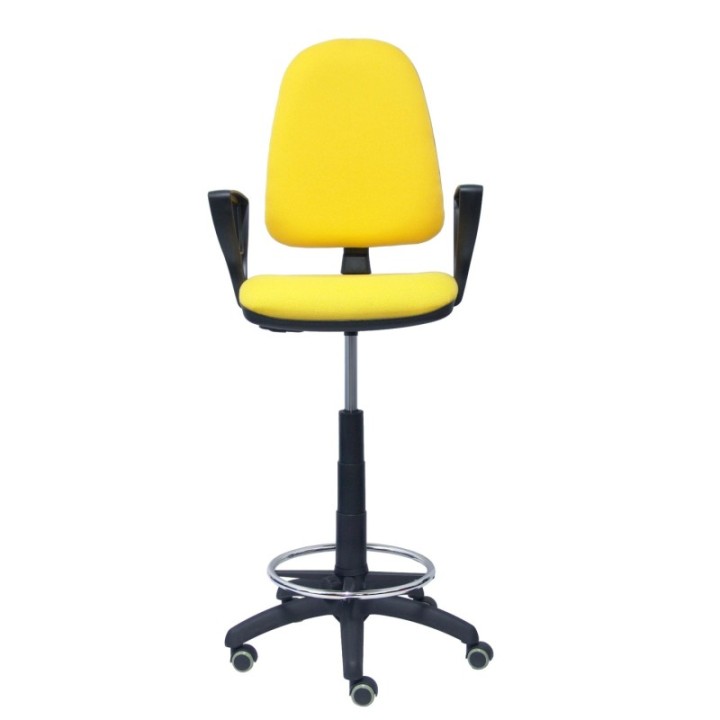 Taburete Aýna bali amarillo brazos fijos ruedas de parqué