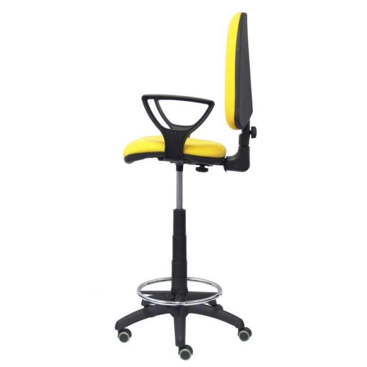 Taburete Aýna bali amarillo brazos fijos ruedas de parqué