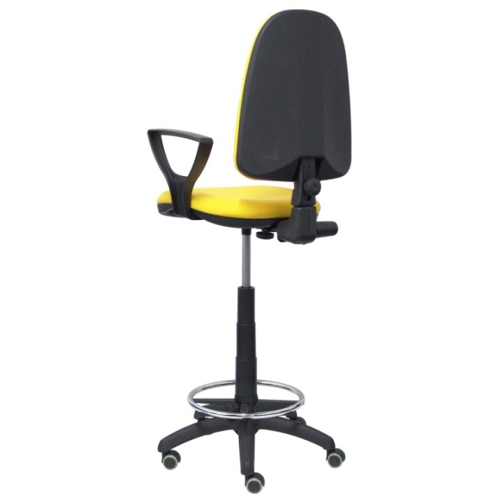 Taburete Aýna bali amarillo brazos fijos ruedas de parqué