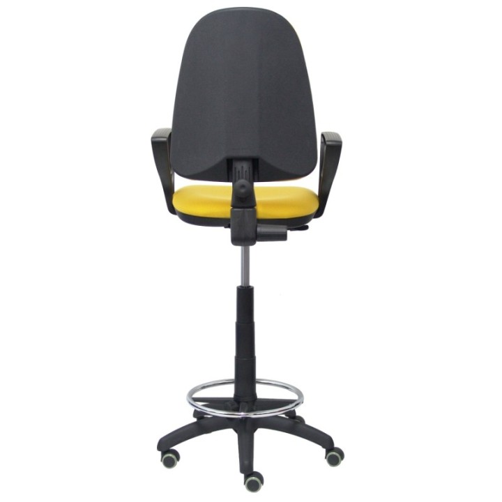 Taburete Aýna bali amarillo brazos fijos ruedas de parqué