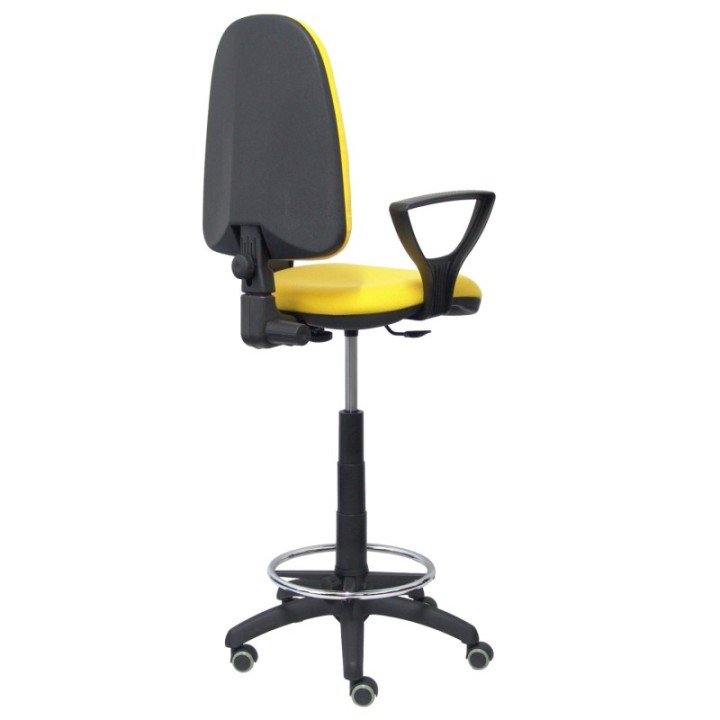 Taburete Aýna bali amarillo brazos fijos ruedas de parqué