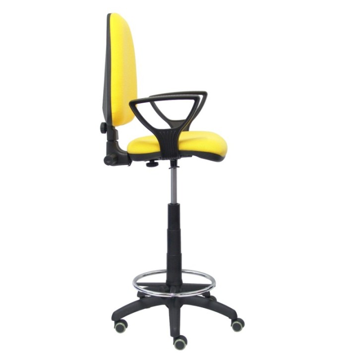 Taburete Aýna bali amarillo brazos fijos ruedas de parqué