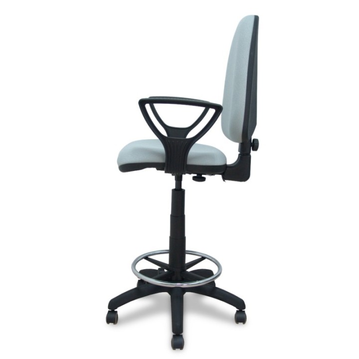 Taburete Aýna bali gris claro brazos fijos ruedas de parqué