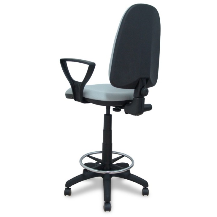 Taburete Aýna bali gris claro brazos fijos ruedas de parqué