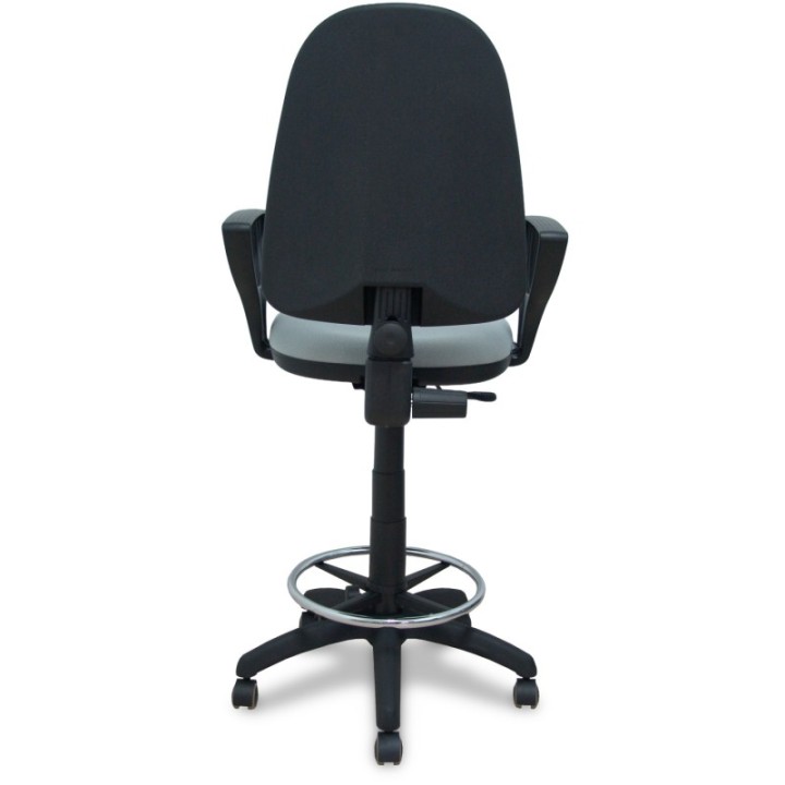 Taburete Aýna bali gris claro brazos fijos ruedas de parqué