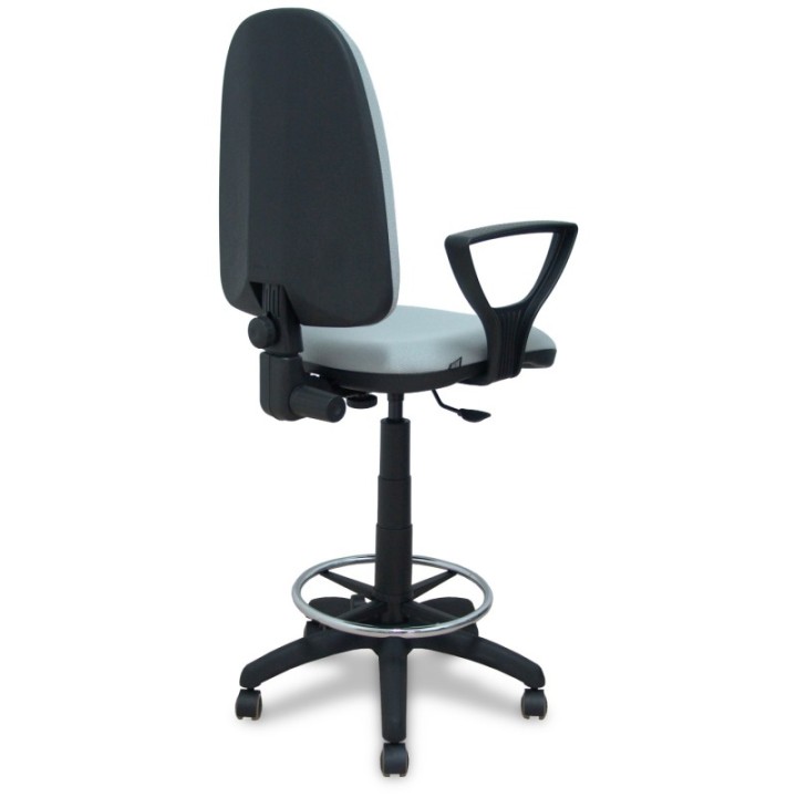 Taburete Aýna bali gris claro brazos fijos ruedas de parqué