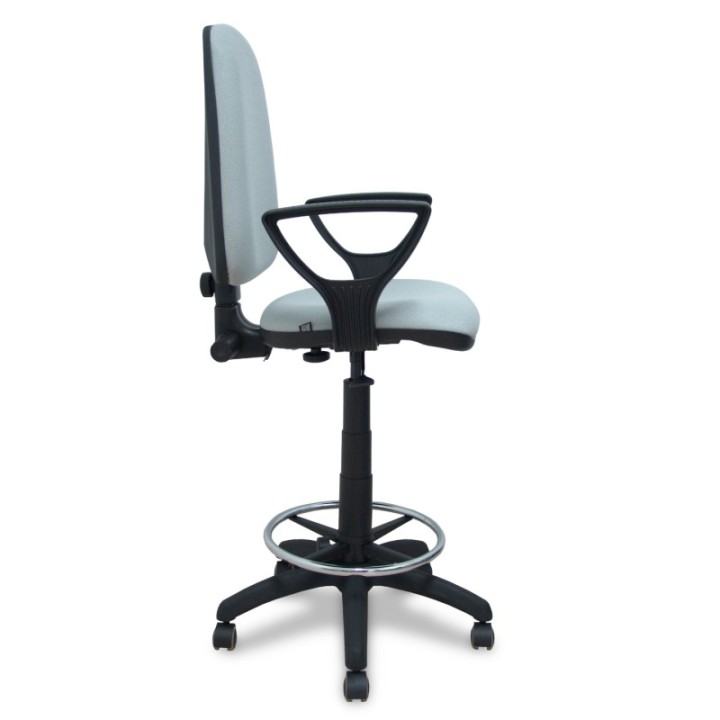 Taburete Aýna bali gris claro brazos fijos ruedas de parqué