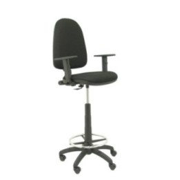 Taburete Aýna bali negro con brazos regulables