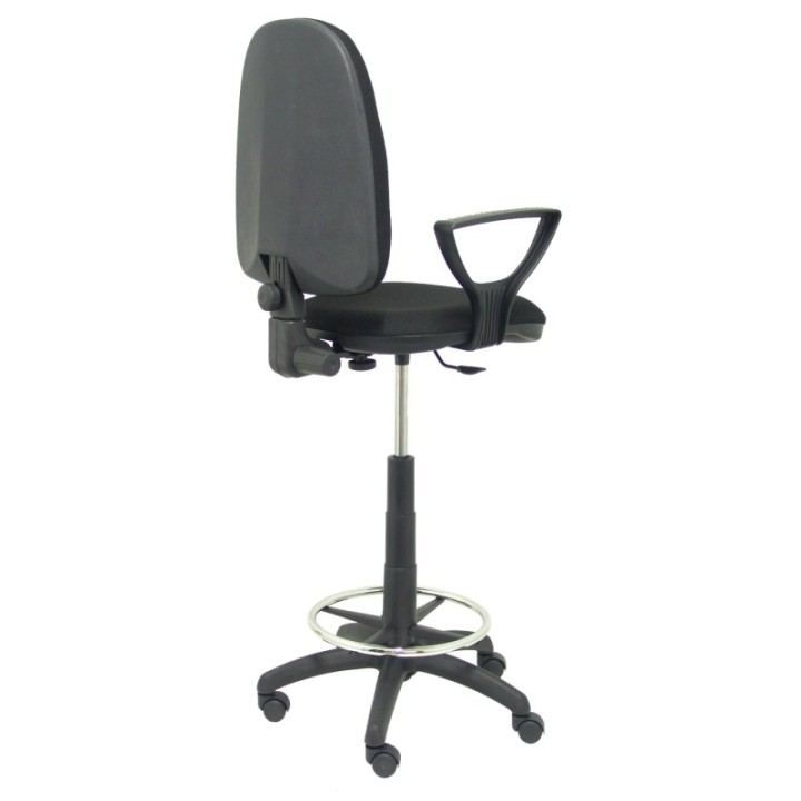 Taburete Aýna bali negro con brazos fijos