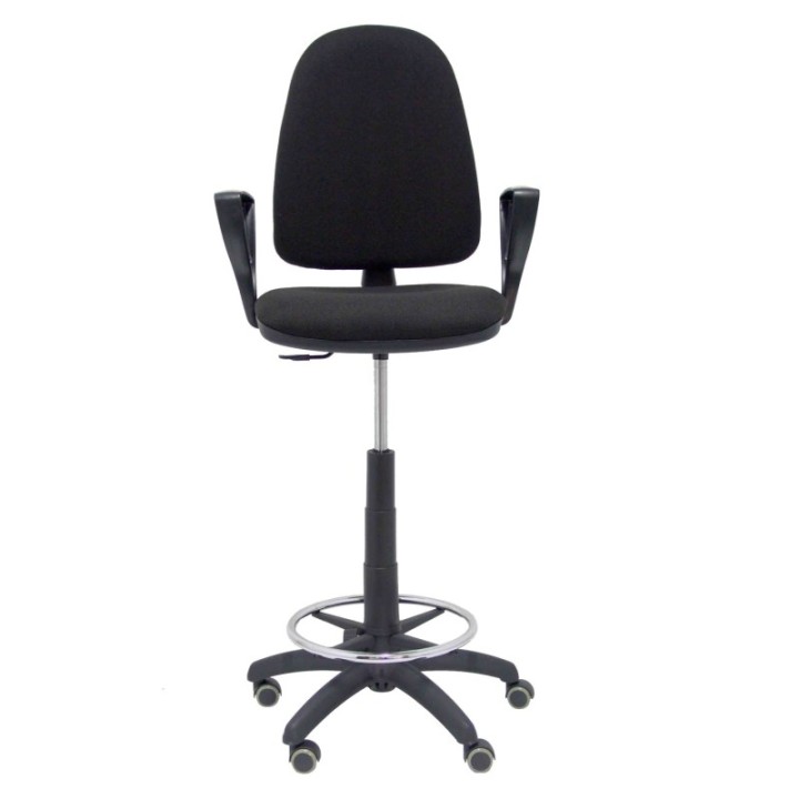 Taburete Aýna bali negro brazos fijos ruedas de parqué