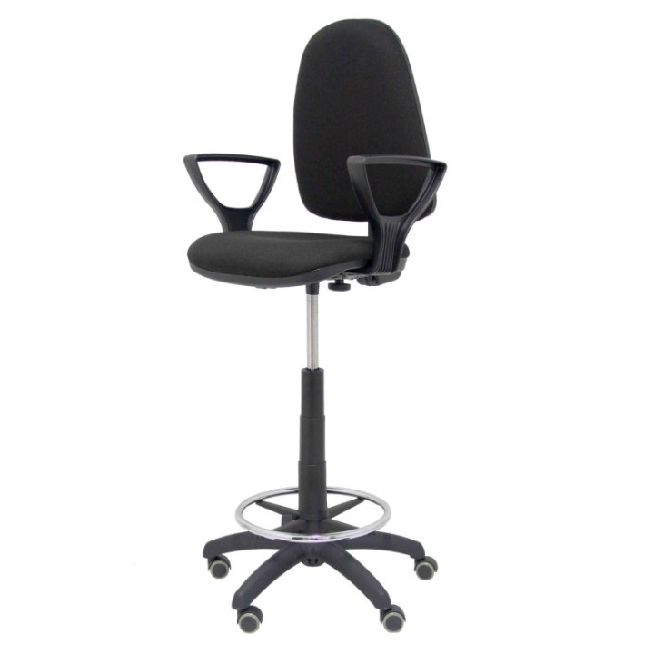 Taburete Aýna bali negro brazos fijos ruedas de parqué