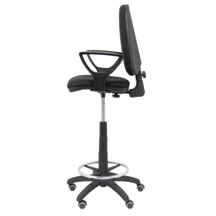 Taburete Aýna bali negro brazos fijos ruedas de parqué