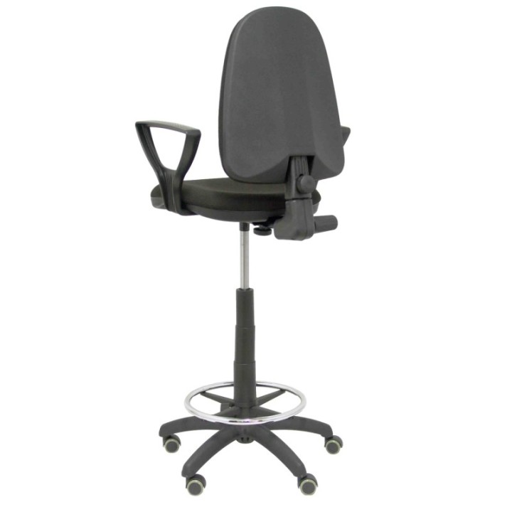 Taburete Aýna bali negro brazos fijos ruedas de parqué