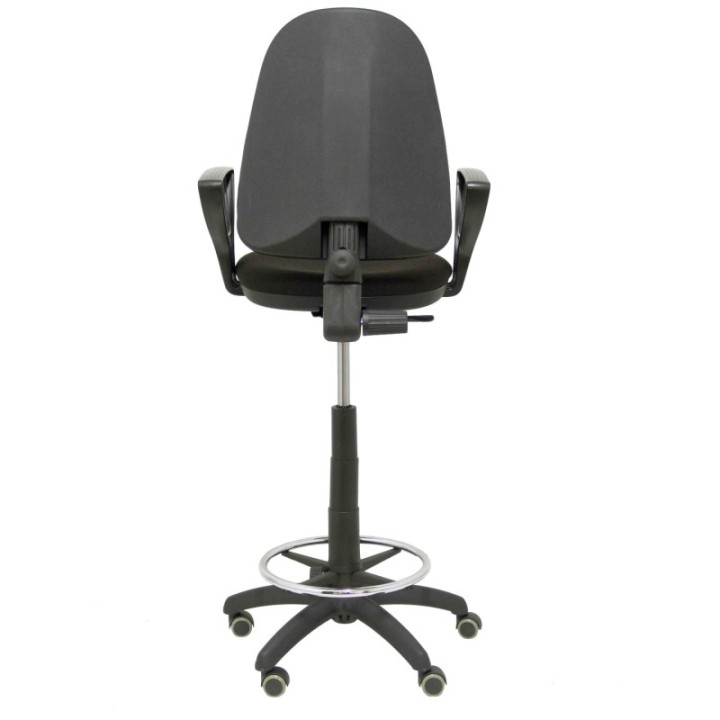 Taburete Aýna bali negro brazos fijos ruedas de parqué