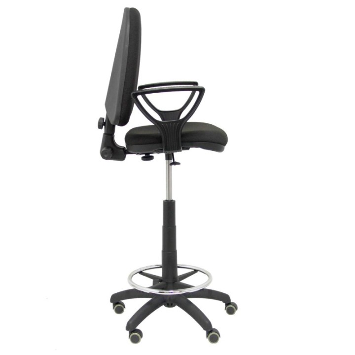 Taburete Aýna bali negro brazos fijos ruedas de parqué