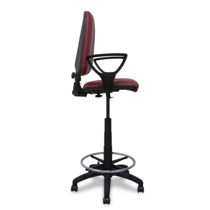 Taburete Aýna similpiel granate con brazos fijos