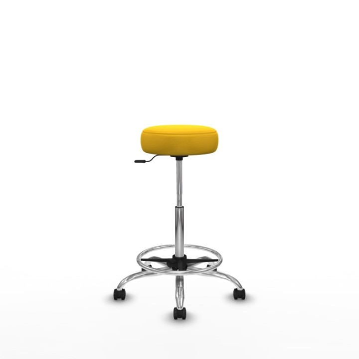 Tolosa giratorio similpiel amarillo base cromada ruedas engomadas 50mm aro cromado