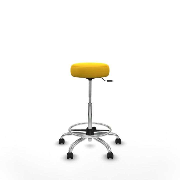 Tolosa giratorio similpiel amarillo base cromada ruedas engomadas 50mm aro cromado