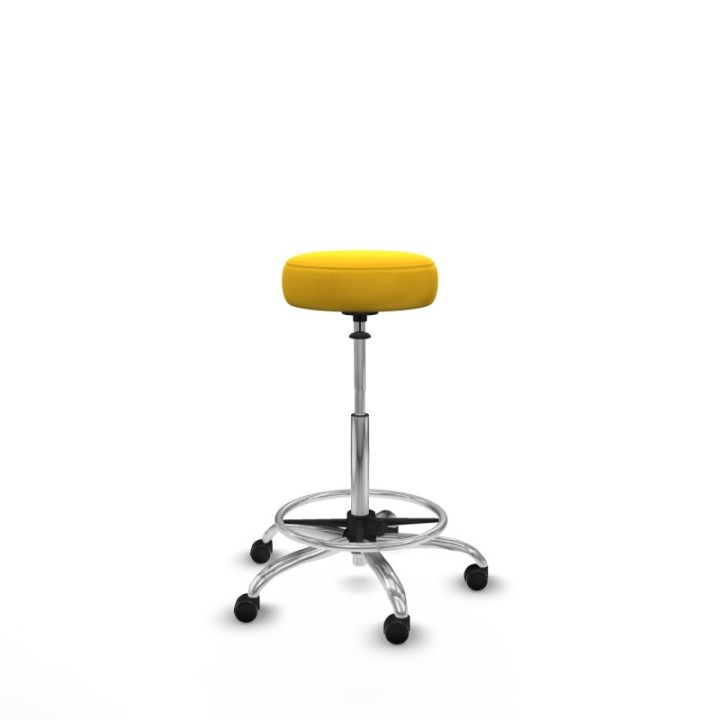 Tolosa giratorio similpiel amarillo base cromada ruedas engomadas 50mm aro cromado