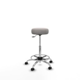 Tolosa giratorio similpiel blanco base cromada ruedas engomadas 50mm aro cromado