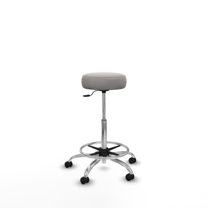 Tolosa giratorio similpiel blanco base cromada ruedas engomadas 50mm aro cromado