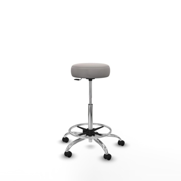 Tolosa giratorio similpiel blanco base cromada ruedas engomadas 50mm aro cromado