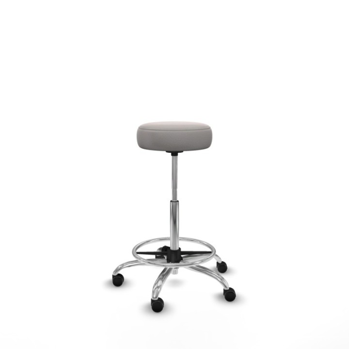 Tolosa giratorio similpiel blanco base cromada ruedas engomadas 50mm aro cromado