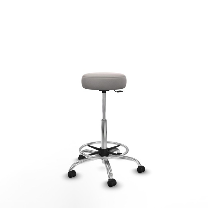 Tolosa giratorio similpiel blanco base cromada ruedas engomadas 50mm aro cromado